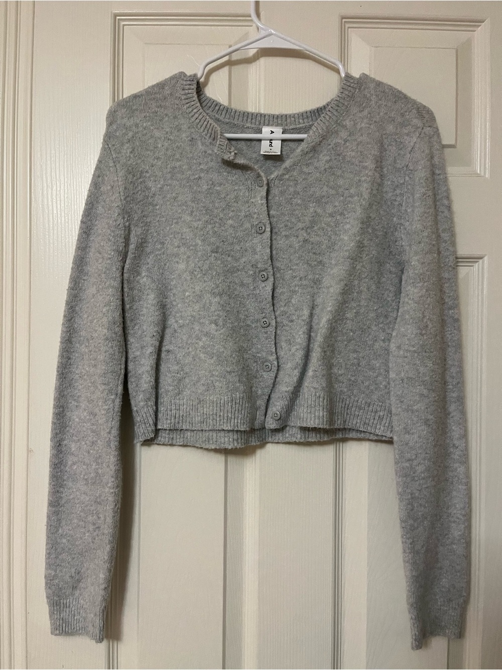 Abound Light Gray Cropped Button-Front Cardigan
